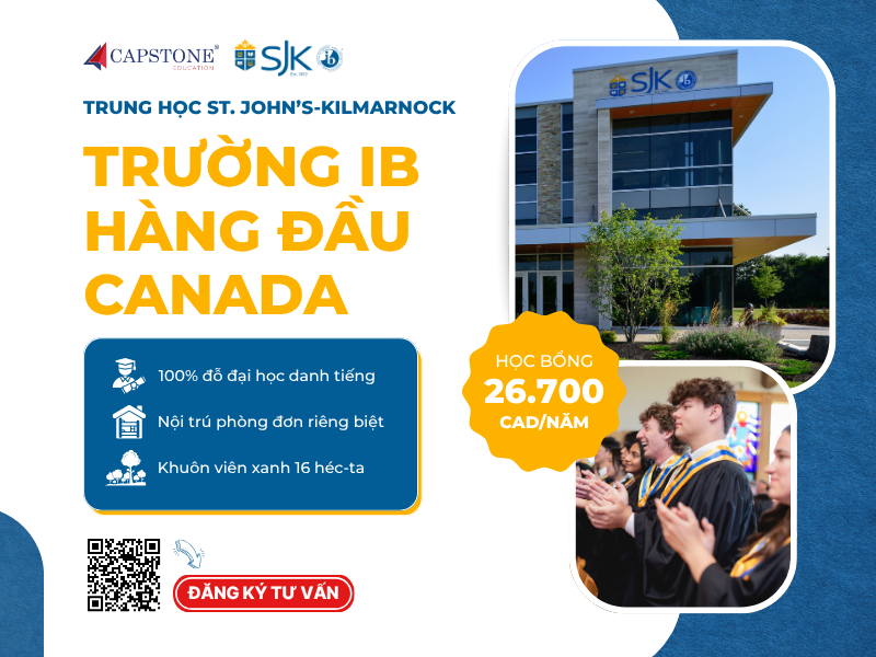 Khám phá lộ trình IB quốc tế và học bổng 26.700 CAD/năm tại trung học St. John’s-Kilmarnock (Canada)